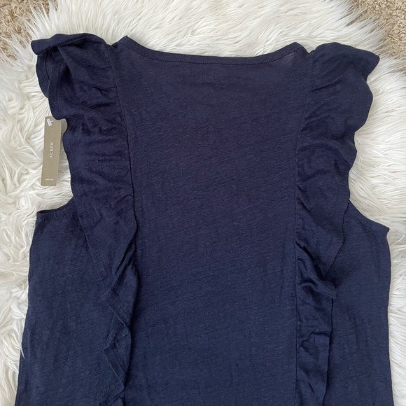 {J. Crew} Linen Ruffle Shell Shell Tank in Navy - Women's Medium - NWT - Picture 6 of 11